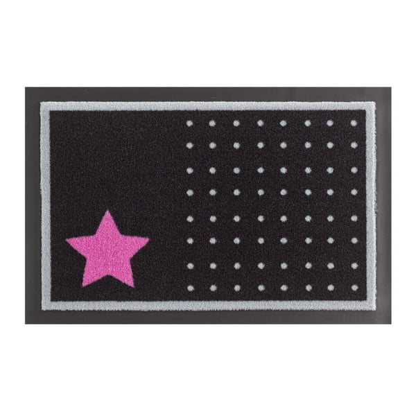 Rohožka Hanse Home Star and Dots Black and Pink, 40 × 60 cm