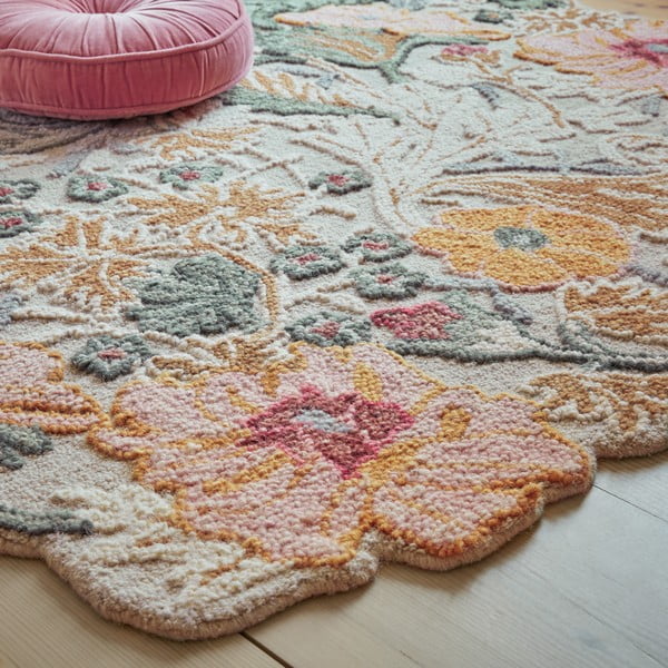 Svetloružový ručne tkaný vlnený koberec 160x230 cm Daphne Shaped Floral – Flair Rugs-image-2