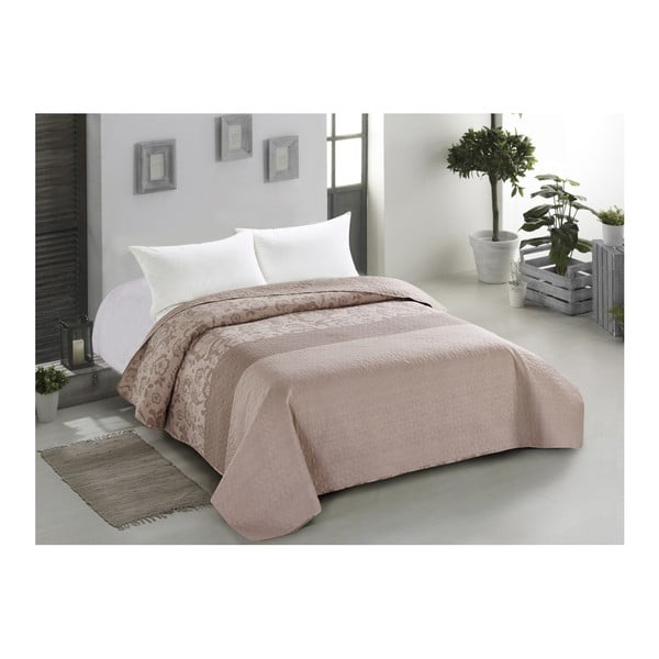 Obojstranný béžový pléd z na dvojlôžko AmeliaHome Ornament, 260 x 280 cm-image-1