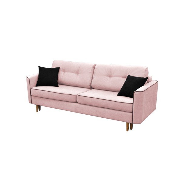 Ružová trojmiestna rozkladacia pohovka so svetlými nohami Mazzini Sofas Ivy-image-1