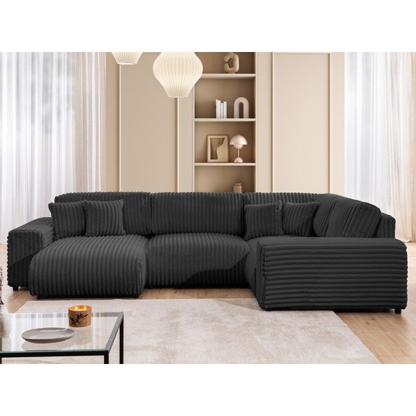 Tmavosivá menčestrová rohová pohovka (pravý roh/do tvaru "U") Justin – Ropez-image-1