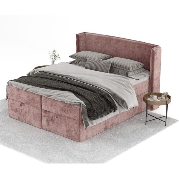 Ružová boxspring posteľ s úložným priestorom 180x200 cm Passion – Maison de Rêve-image-2