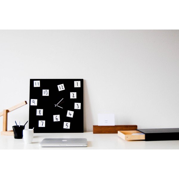 Nástenné hodiny dESIGNoBJECT.it Changing Clock Black, 50 x 50 cm-image-1