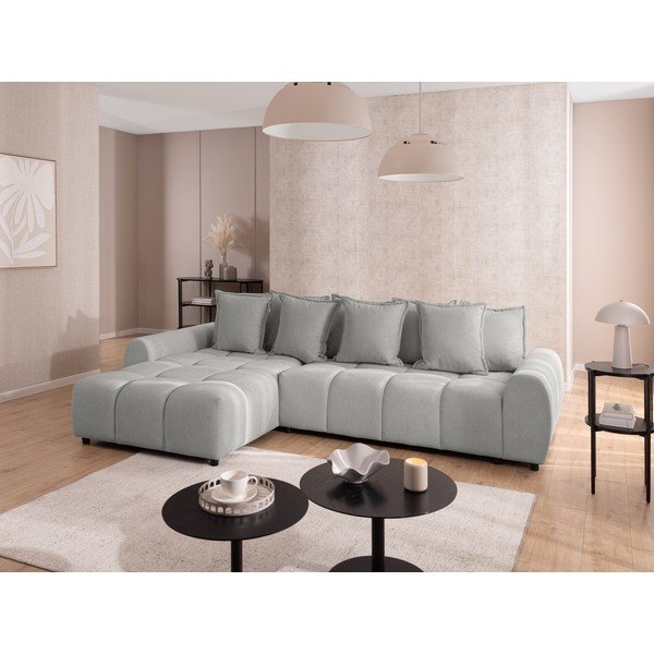 Svetlosivá rohová pohovka (ľavý roh/s leňoškou) Albane  – Ropez-image-1