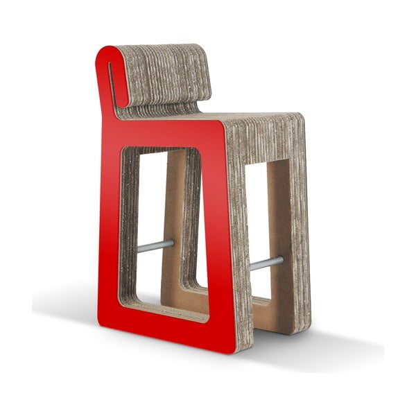 Barová kartónová stolička Hook Stool Red