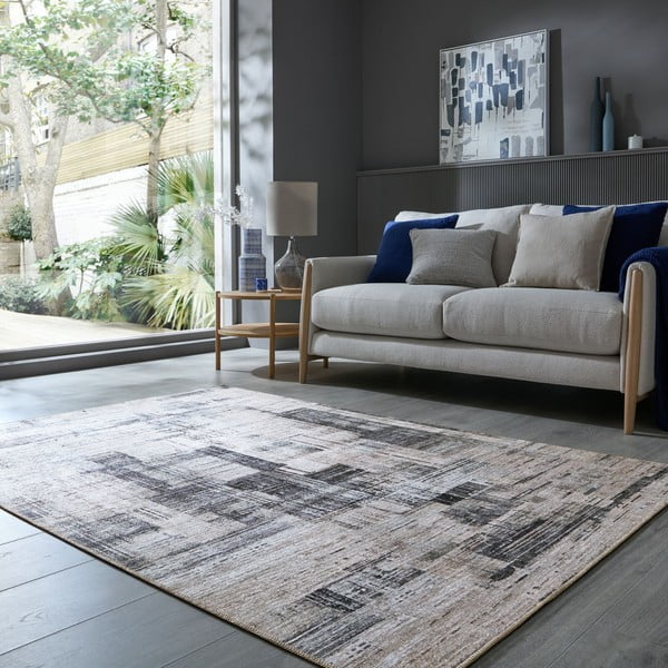 Sivý prateľný koberec 190x290 cm Silas Abstract – Flair Rugs-image-1