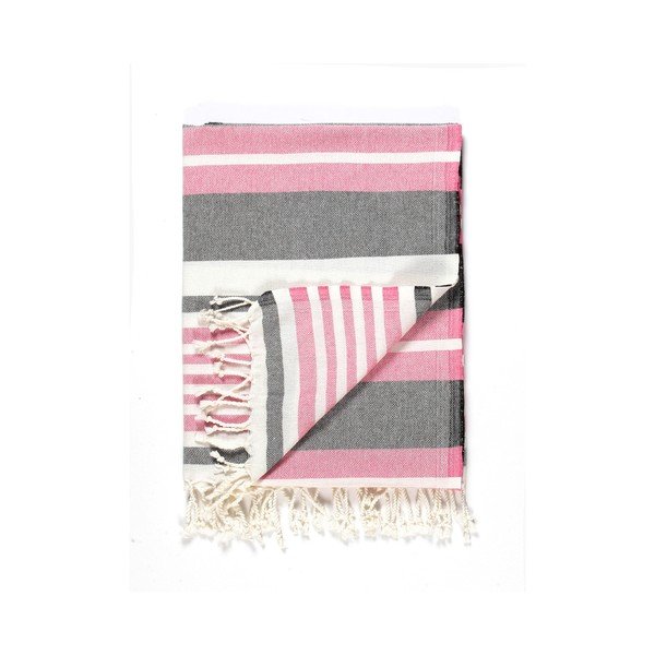 Ružovo-sivá osuška s prímesou bavlny Kate Louise Cotton Collection Line Pink Grey, 100 × 180 cm-image-3