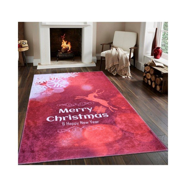 Červený koberec Vitaus Christmas, 80 × 120 cm
