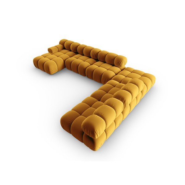 Žltá zamatová pohovka 379 cm Bellis – Micadoni Home-image-4