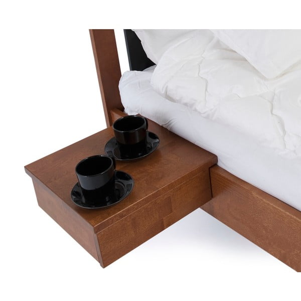 Hnedomorený ručne vyrobený nočný stolík z masívneho brezového dreva Kiteen Koli