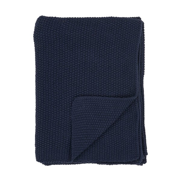 Tmavomodrá deka z recyklovanej bavlny 130x170 cm Santos – House Nordic