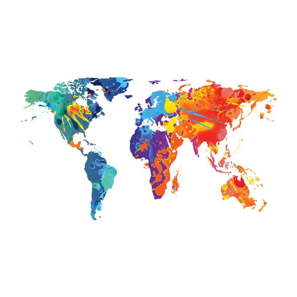 Nástenná samolepka Ambiance Wall Decal Worlds Map Design Watercolor, 60 × 105 cm-image-2