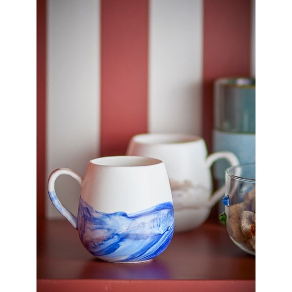 Biele/modré šálky v súprave 4 ks z kameniny 250 ml Lyre – Bloomingville-image-2