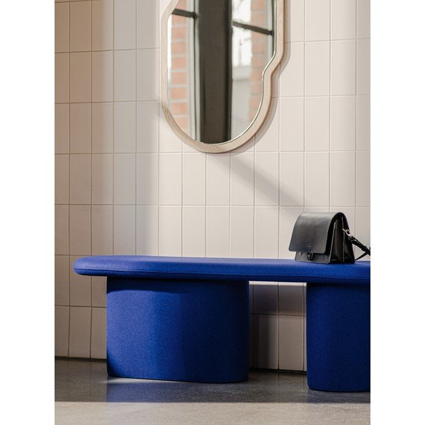 Modrá vlnená polstrovaná lavica Rull – noo.ma-image-1