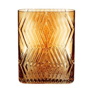 Oranžová sklenená váza Hübsch Deco, výška 18 cm