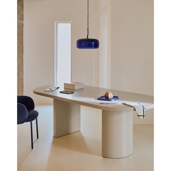 Tmavomodré LED závesné svietidlo so skleneným tienidlom ø 38 cm Reig – Kave Home-image-1