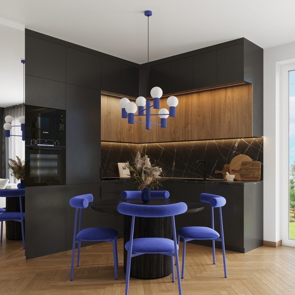 Modré závesné svietidlo so skleneným tienidlom Orbital – Sollux-image-1