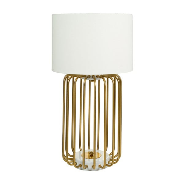 Biela stolová lampa so základňou v zlatej farbe Santiago Pons Pam, ⌀ 40 cm