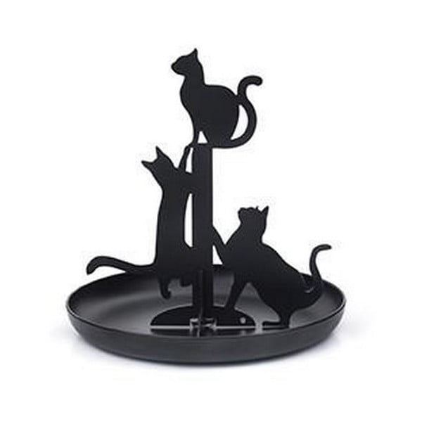 Čierny stojan na šperky Kikkerland Cats