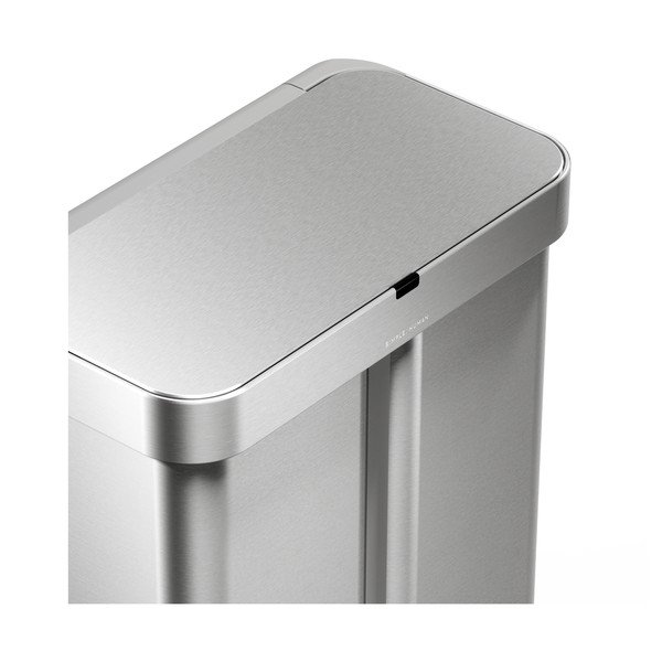 Oceľový odpadkový kôš 34+24 l na triedený odpad/bezdotykový v striebornej farbe Dual Sensor – simplehuman-image-1