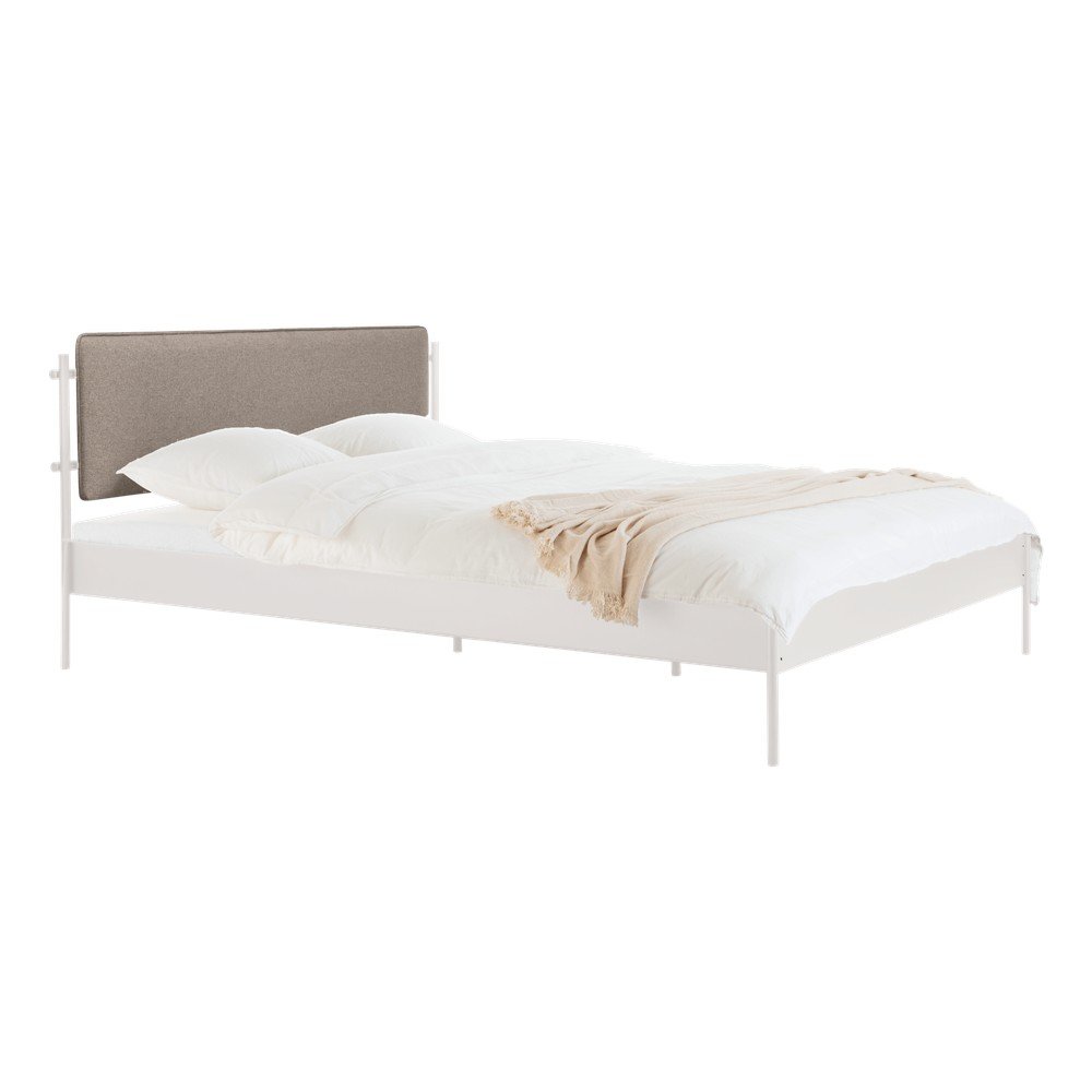 E-shop Biela oceľová čalúnená dvojlôžková posteľ s roštom 140x200 cm Eton Basic – noo.ma