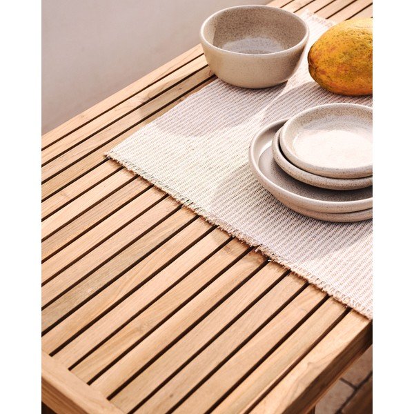 Záhradný barový stolík z teakového dreva 140x70 cm Canadell – Kave Home-image-4