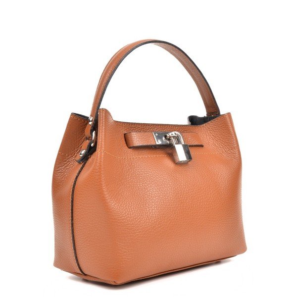 Koňakovohnedá kožená kabelka Isabella Rhea Lock Cognac-image-1