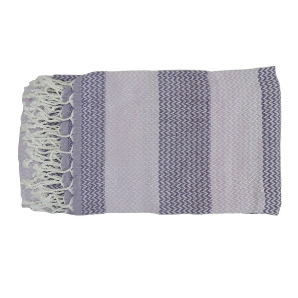 Fialovo-sivá ručne tkaná osuška z prémiovej bavlny Alya, 100 × 180 cm