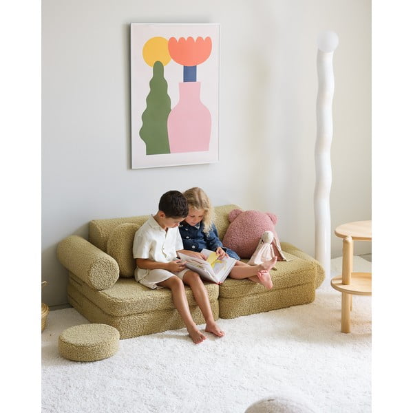 Zelená detská pohovka z textílie buklé 132 cm Settee – Wigiwama-image-2
