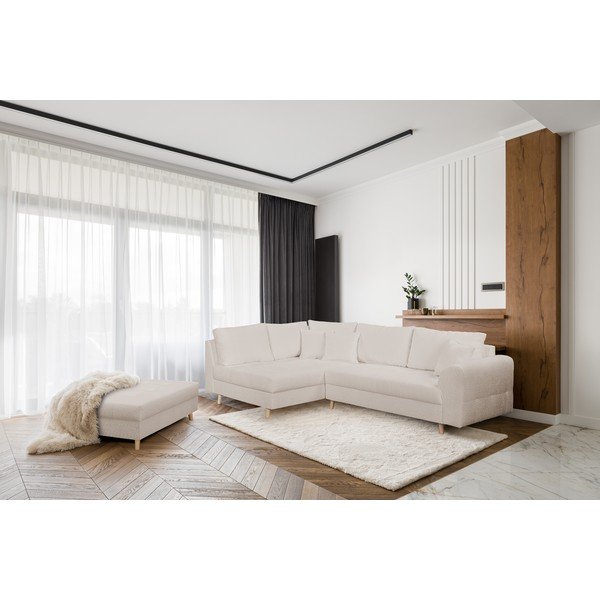 Béžový taburet z textílie buklé Ariella – Ropez-image-1