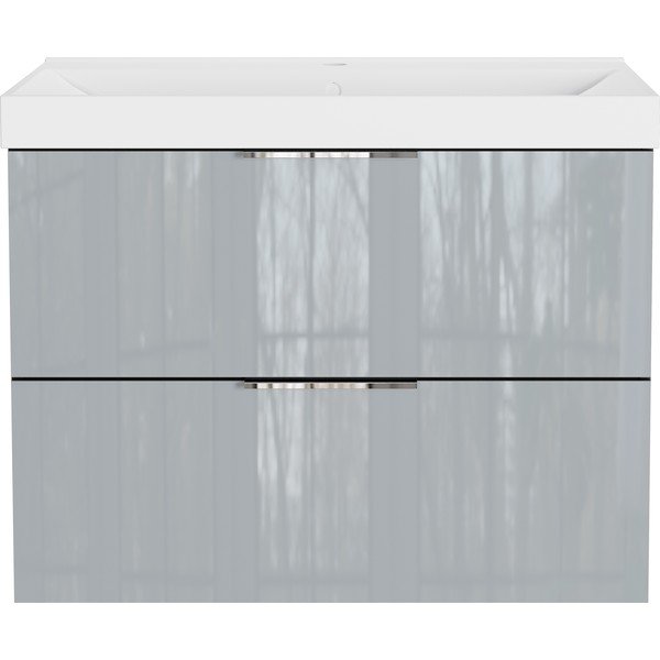 Sivá lesklá závesná skrinka pod umývadlo 81x65 cm Celano – Germania-image-3
