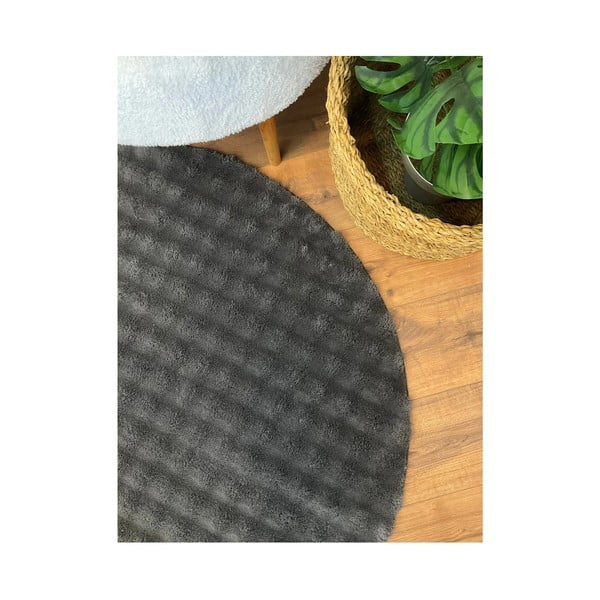 Antracitový prateľný okrúhly koberec ø 200 cm Bubbly – Oyo Concept-image-3
