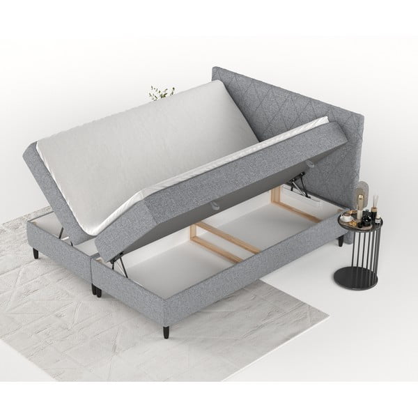 Sivá boxspring posteľ s úložným priestorom 180x200 cm Gwen – Maison de Rêve-image-4
