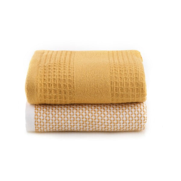 Žlté vaflové uteráky v súprave 2 ks 40x60 cm Betty – Foutastic-image-3
