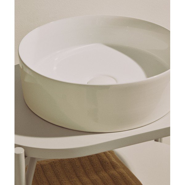 Biele keramické okrúhle umývadlo ø 36 cm Ovara – Kave Home-image-3
