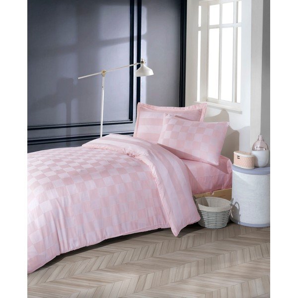 Ružové damaškové obliečky na jednolôžko 140x200 cm Kareli – Mijolnir