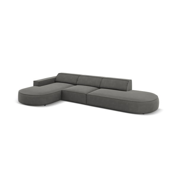 Sivá zamatová rohová pohovka (ľavý roh) Jodie - Micadoni Home-image-4