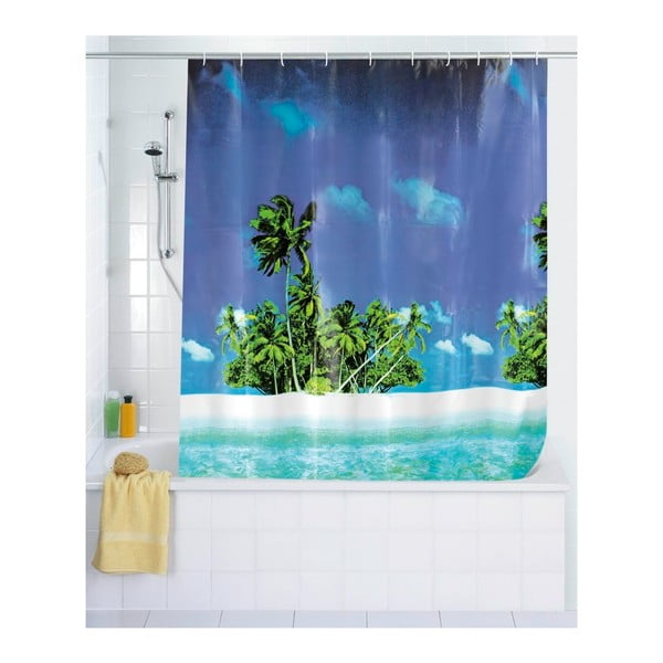 Modrý sprchový záves Wenko Dreamy Beach, 180 × 200 cm-image-1