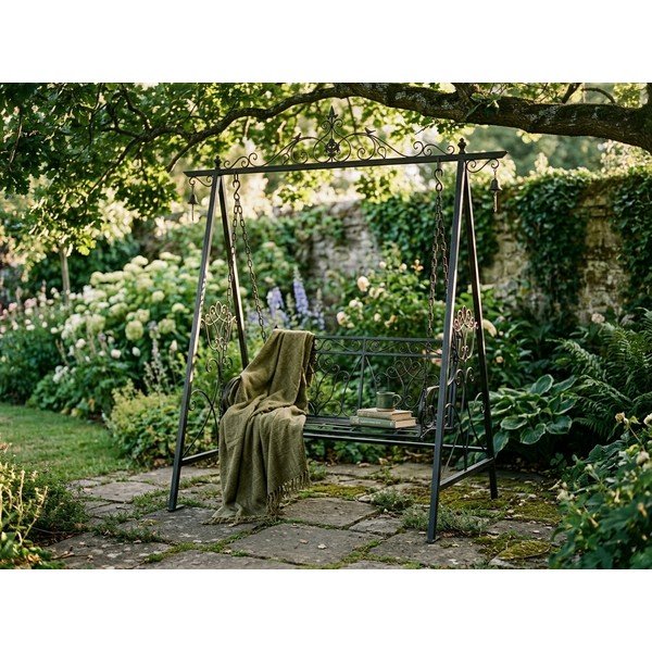 Čierna kovová záhradná hojdačka Kari - Garden Pleasure-image-1