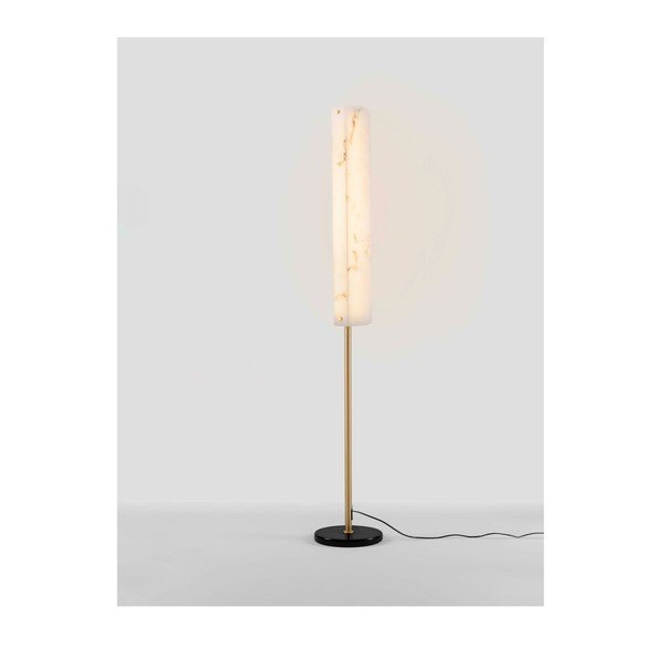 Krémovobiela/v mosadznej farbe LED stojacia lampa v dekore mramoru (výška  160 cm) Aider – Nova Luce-image-4