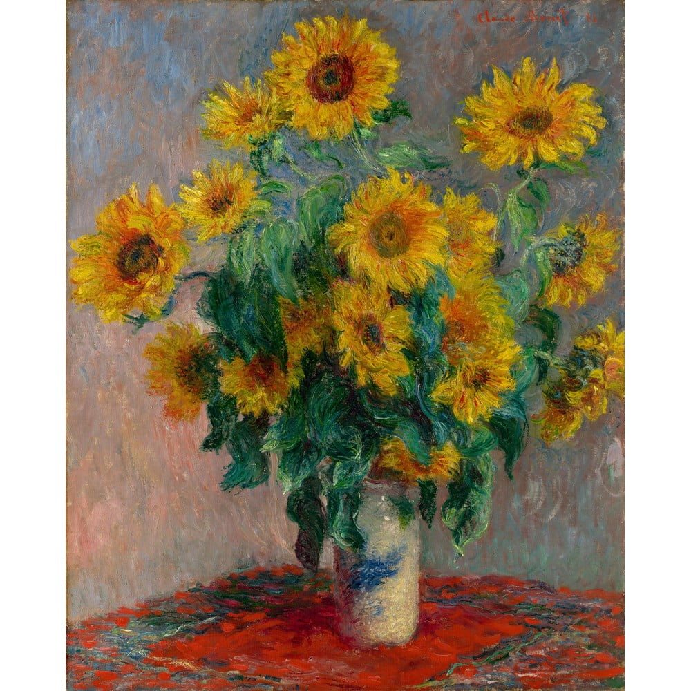 Reprodukcia obrazu Claude Monet - Bouquet of Sunflowers , 50 × 40 cm