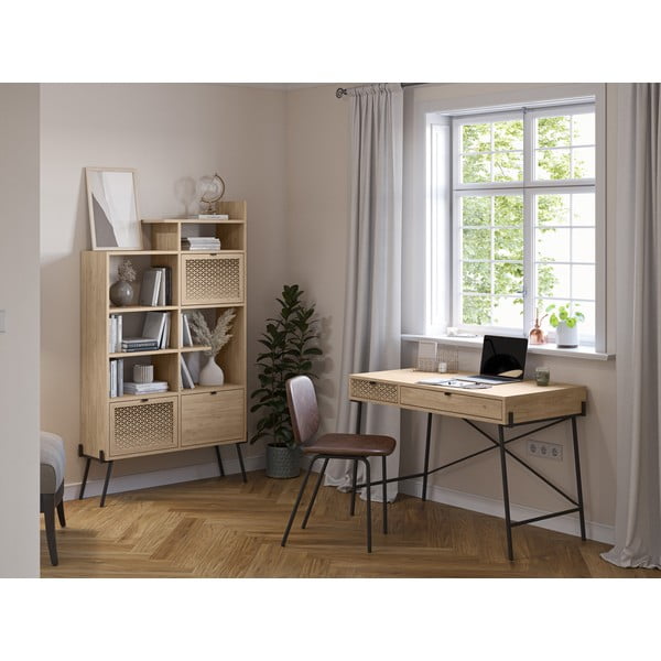 Knižnica v dekore duba v prírodnej farbe 95x170 cm Ecrin – Marckeric-image-1