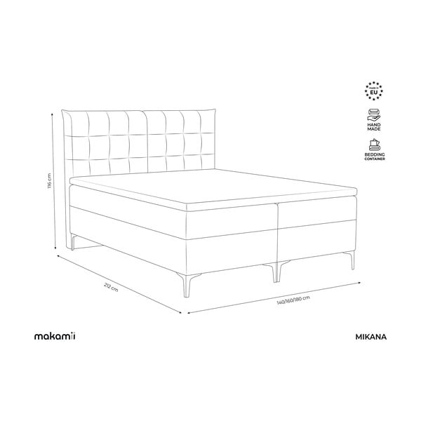 Svetlomodrá boxspring posteľ s úložným priestorom 160x200 cm Mikana – Makamii-image-3
