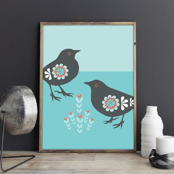 Plagát Vtáčiky s rastlinkou, stredný-image-1