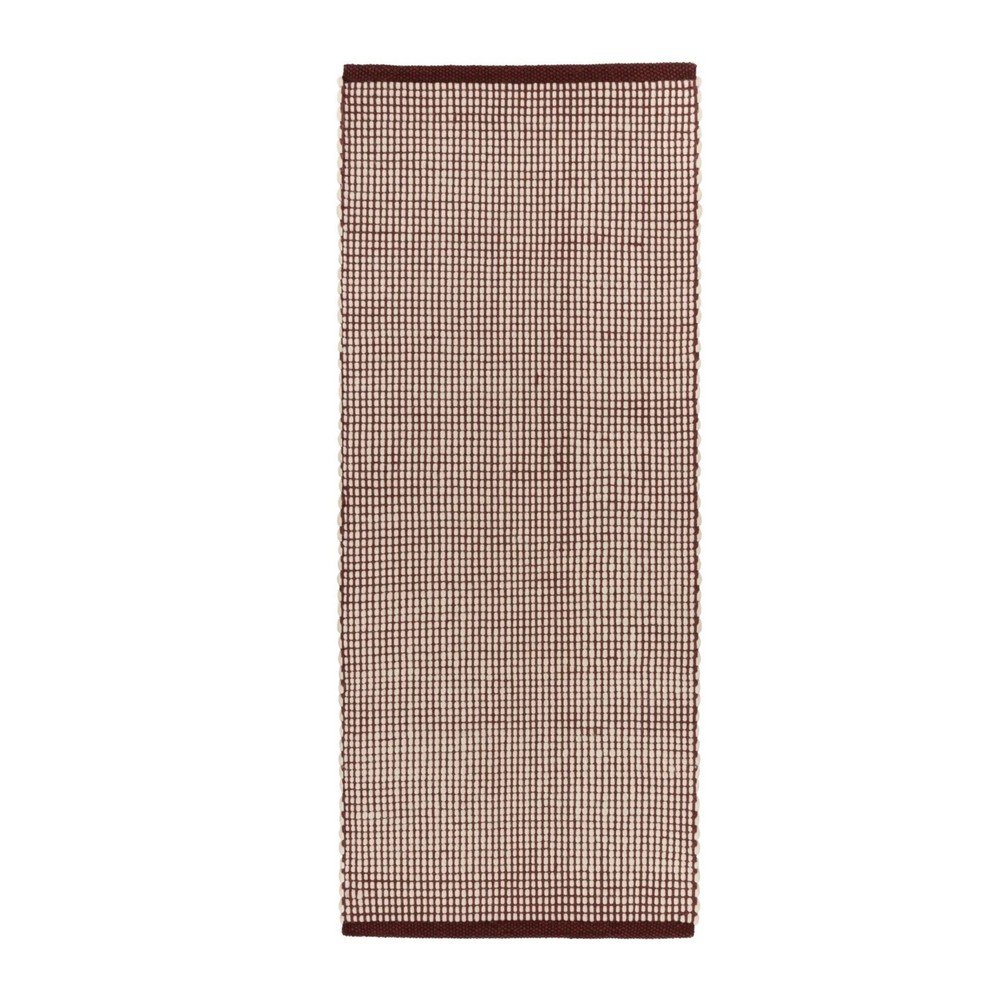 E-shop Vínovočervený/v prírodnej farbe ručne tkaný vlnený behúň 80x170 cm Talo – noo.ma