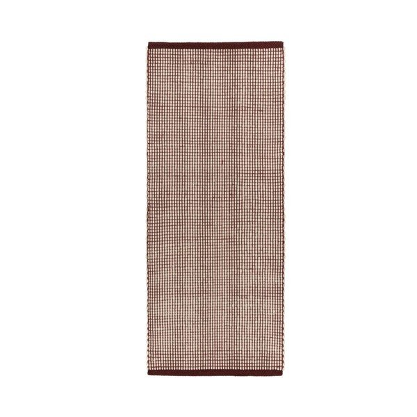 Vínovočervený/v prírodnej farbe ručne tkaný vlnený behúň 80x170 cm Talo – noo.ma