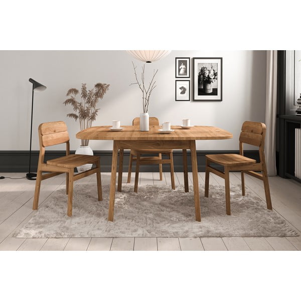 Rozkladací jedálenský stôl z dubového dreva v prírodnej farbe 100x160 cm Twig – The Beds-image-4