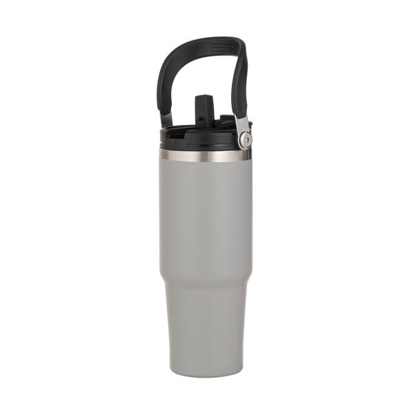 Sivá cestovná fľaša z nehrdzavejúcej ocele 1 l Eco – Ladelle-image-3