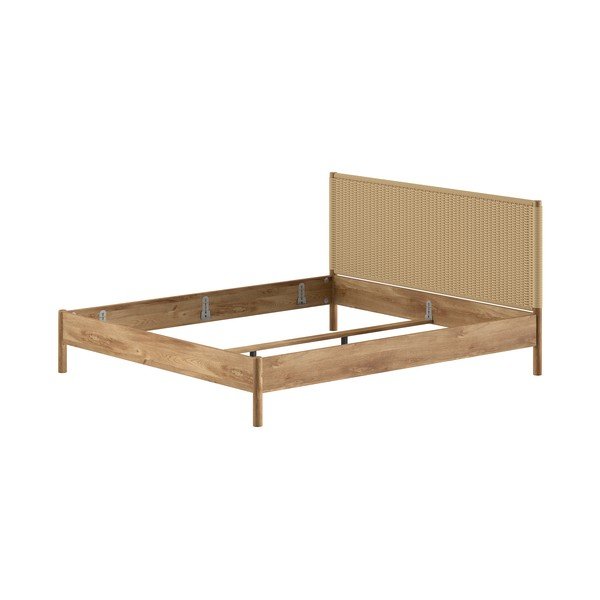 Dvojlôžková posteľ z dubového dreva bez roštu 180x200 cm v prírodnej farbe Olive Rope – Vipack-image-2