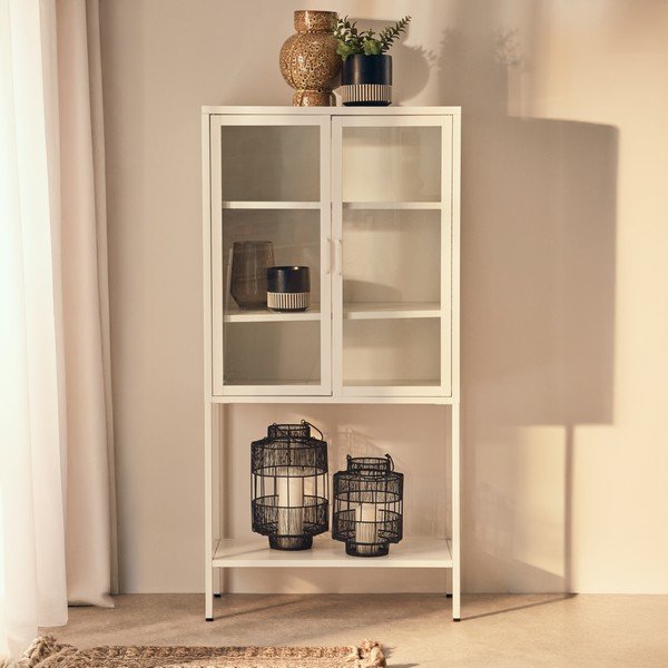 Biela oceľová vitrína 75x150x35 cm Acier – Premier Housewares-image-2